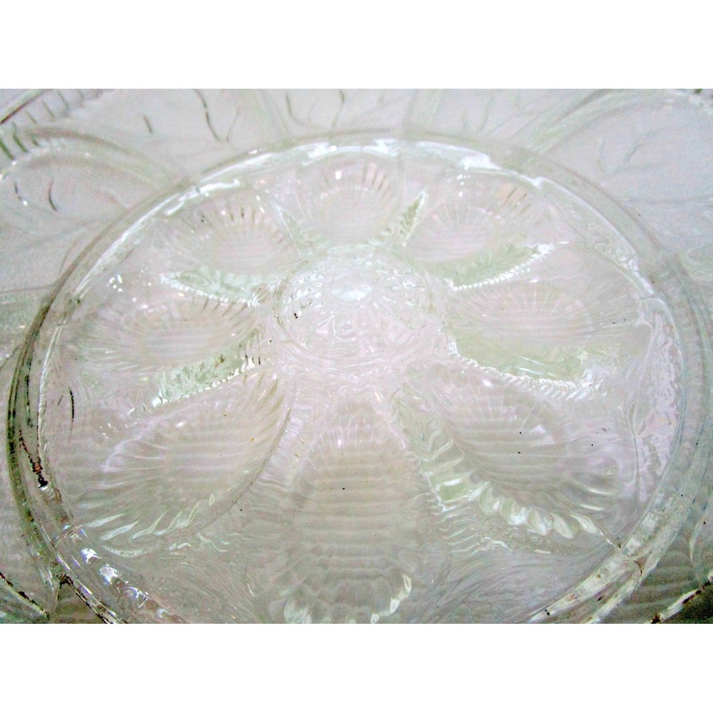 Indiana Glass Crystal Vintage Egg Hors d'Oeuvre 13" Tray Plate in Original Box - Picture 6 of 7